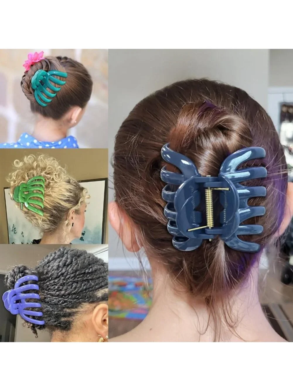 4 Pack Jumbo Claw Clips for Thick Hair - Durable Octopus Hair Accessories Set
